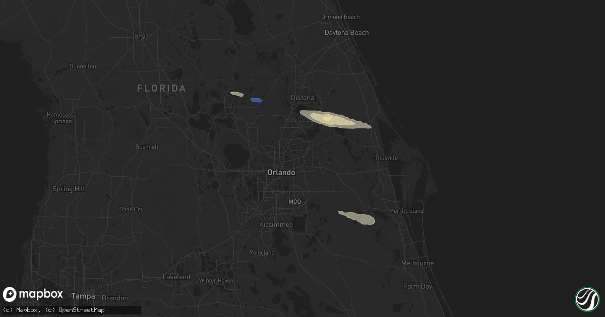 Hail map in Osteen, FL on April 25, 2021