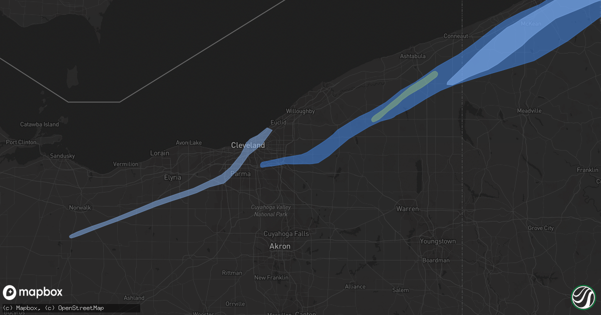 Hail map in Chagrin Falls, OH on April 25, 2022