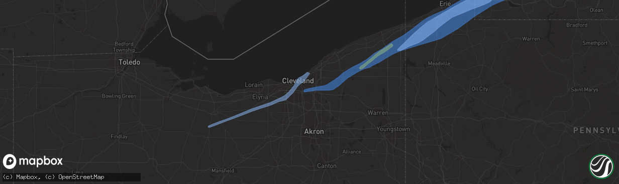 Hail map in Maple Heights, OH on April 25, 2022