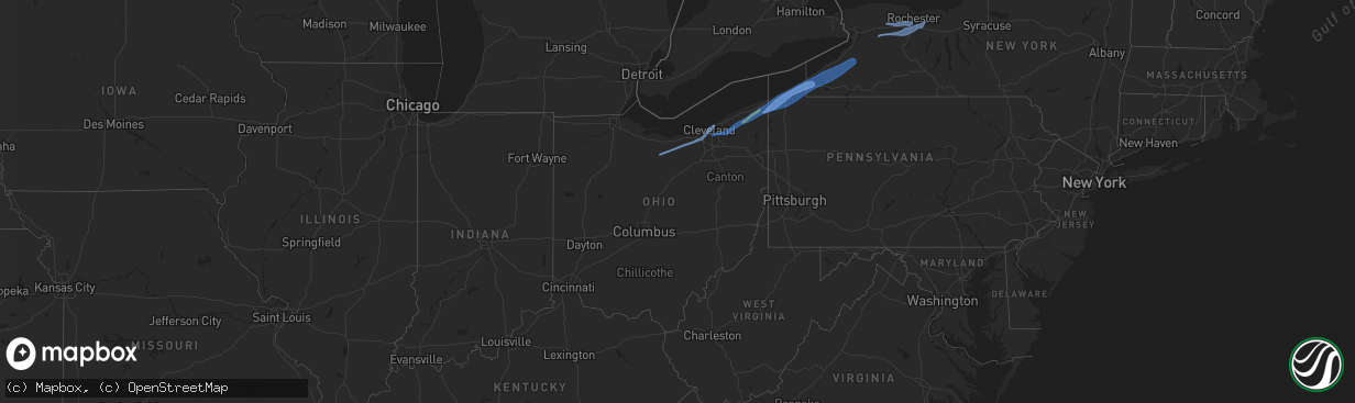 Hail map in Ohio on April 25, 2022