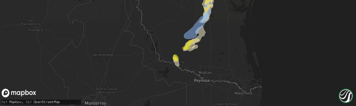 Hail map in Rio Grande City, TX on April 25, 2022