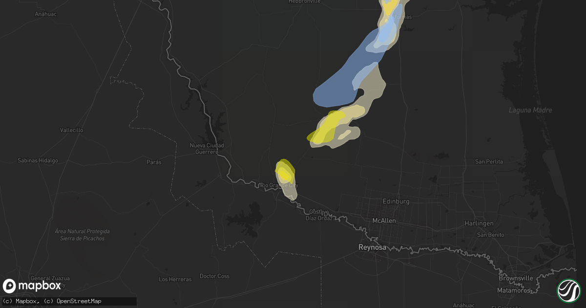 Hail map in Rio Grande City, TX on April 25, 2022