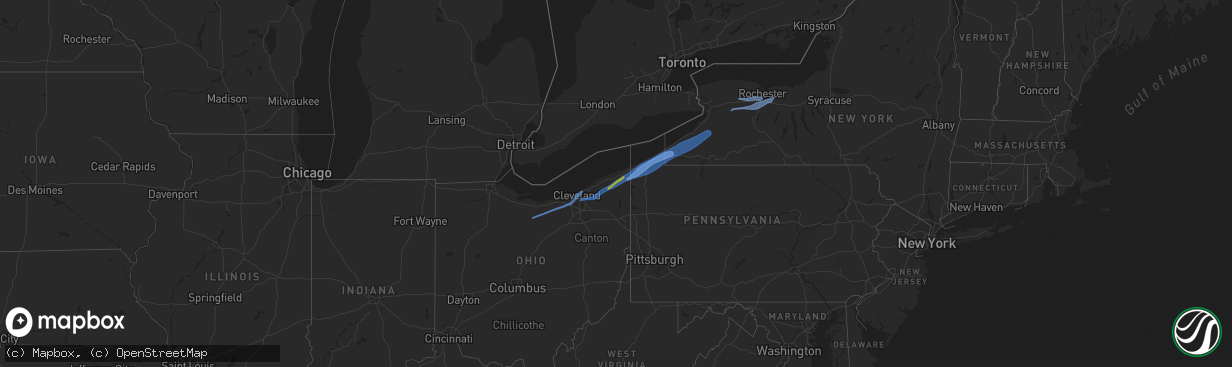 Hail map on April 25, 2022