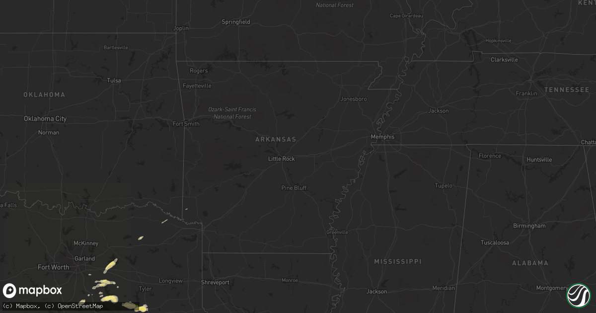 Hail map in Arkansas on April 25, 2023