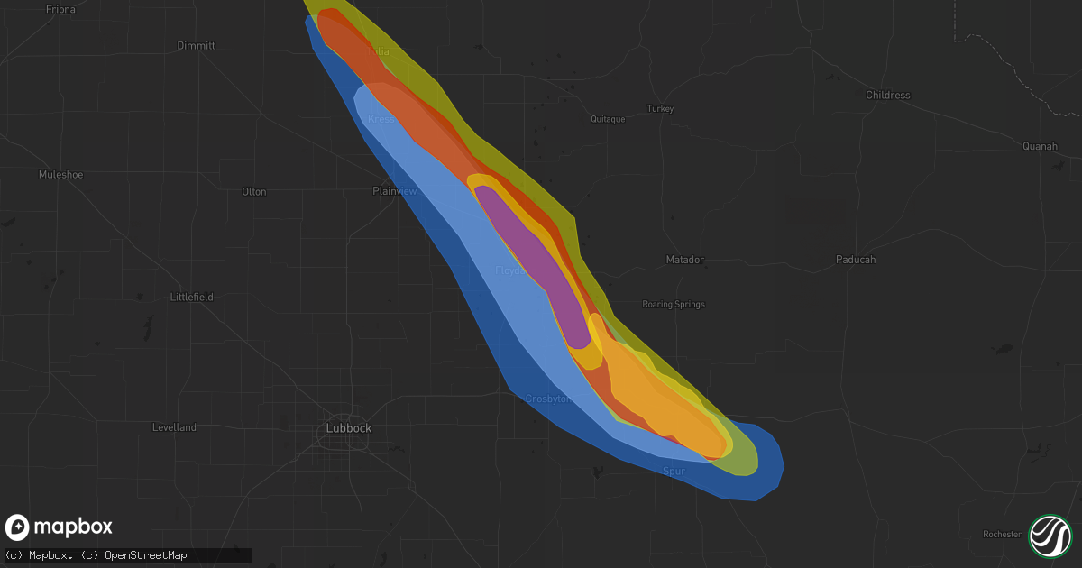 Hail map in Floydada, TX on April 25, 2023