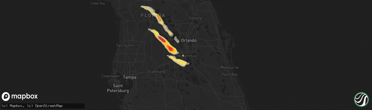 Hail map in Kissimmee, FL on April 25, 2023