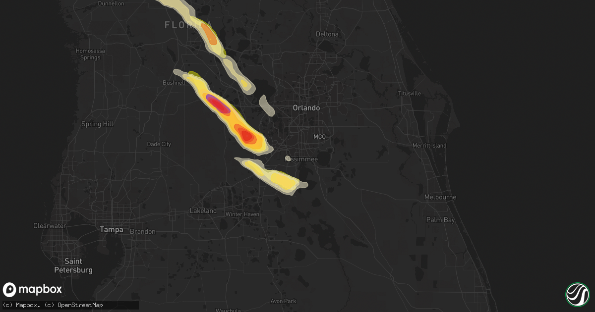 Hail map in Kissimmee, FL on April 25, 2023