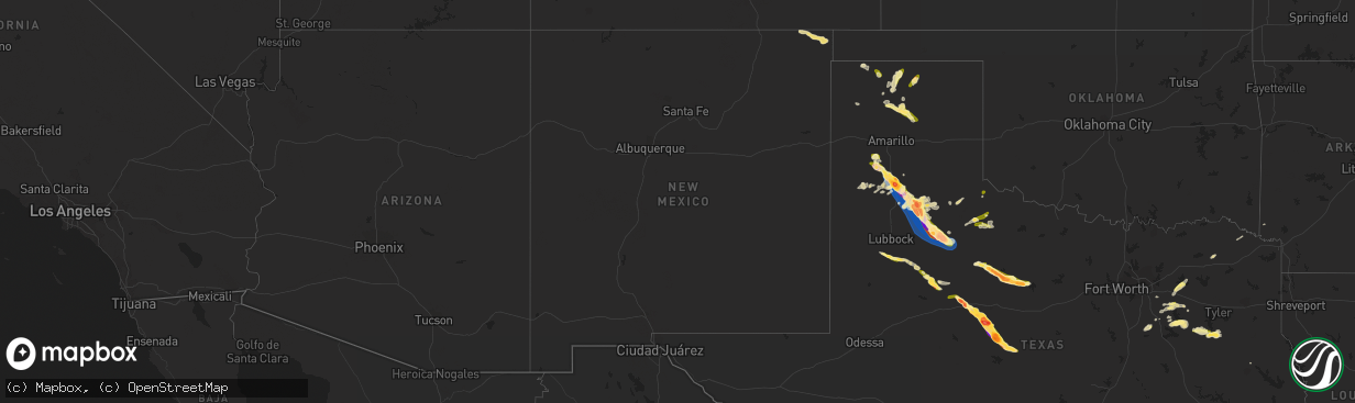 Hail map in New Mexico on April 25, 2023