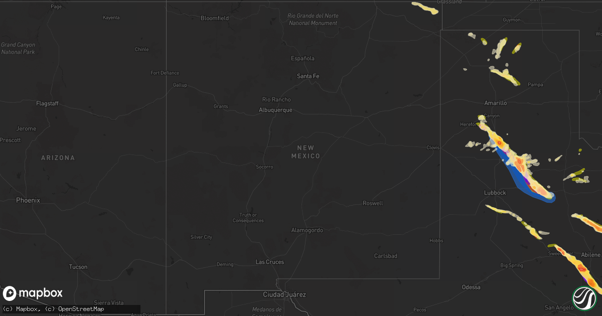 Hail map in New Mexico on April 25, 2023