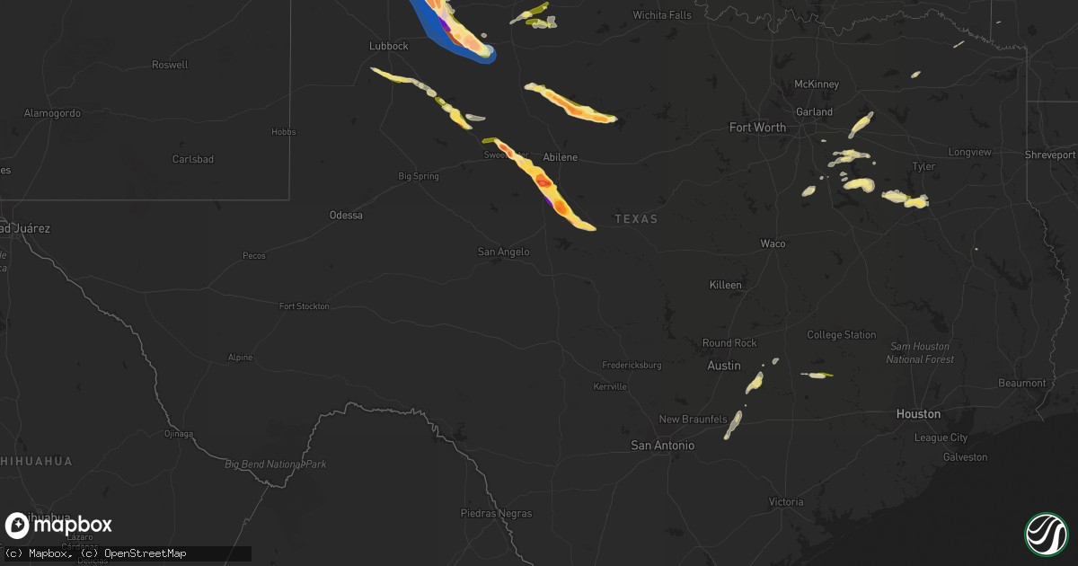 Hail map in Texas on April 25, 2023