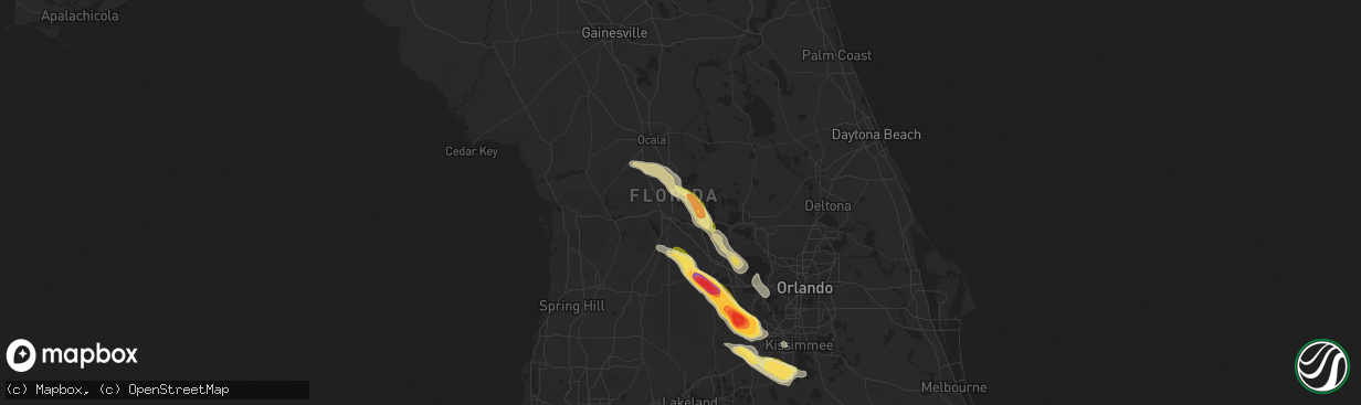 Hail map in The Villages, FL on April 25, 2023