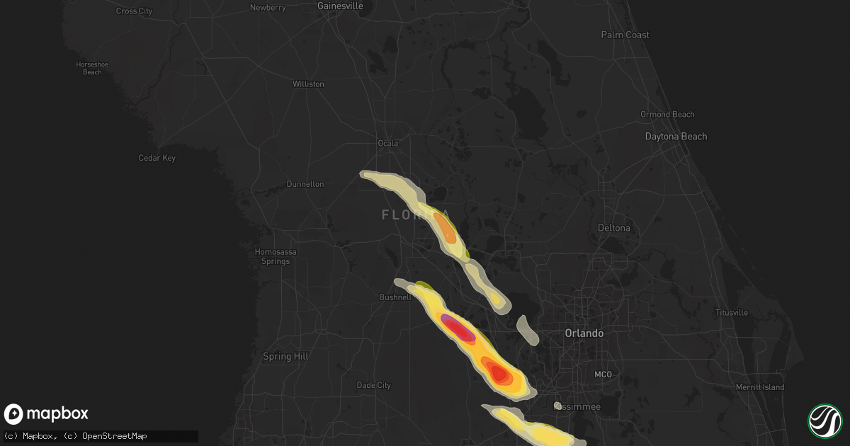 Hail map in The Villages, FL on April 25, 2023
