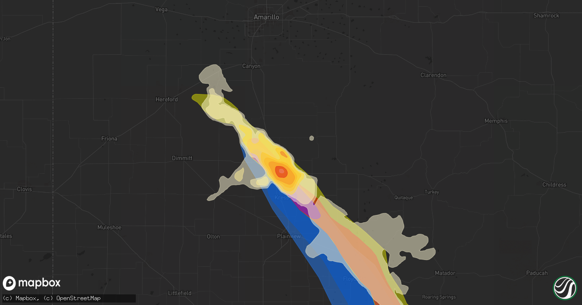 Hail map in Tulia, TX on April 25, 2023