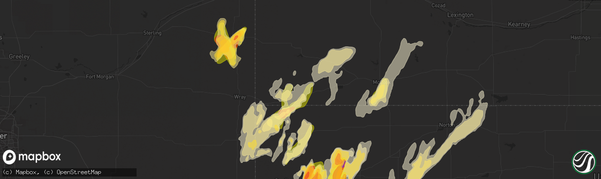 Hail map in Benkelman, NE on April 25, 2024