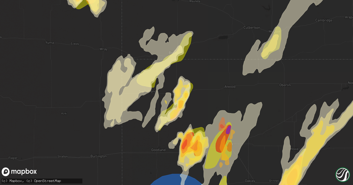 Hail map in Bird City, KS on April 25, 2024