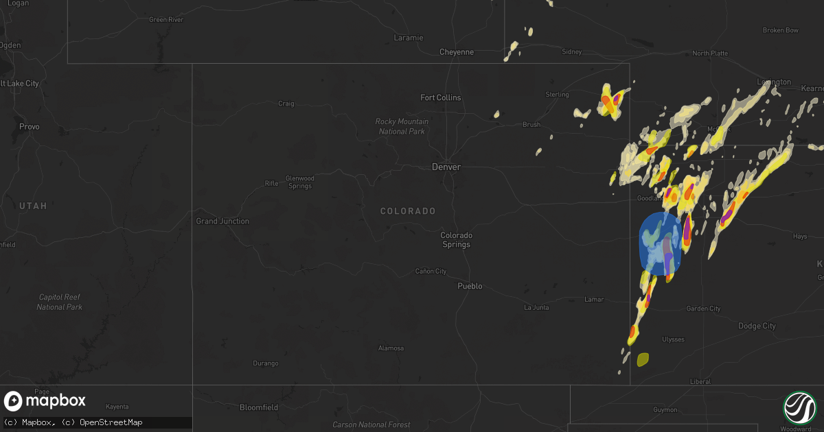 Hail map in Colorado on April 25, 2024