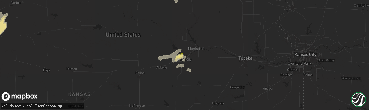 Hail map in Fort Riley, KS on April 25, 2024