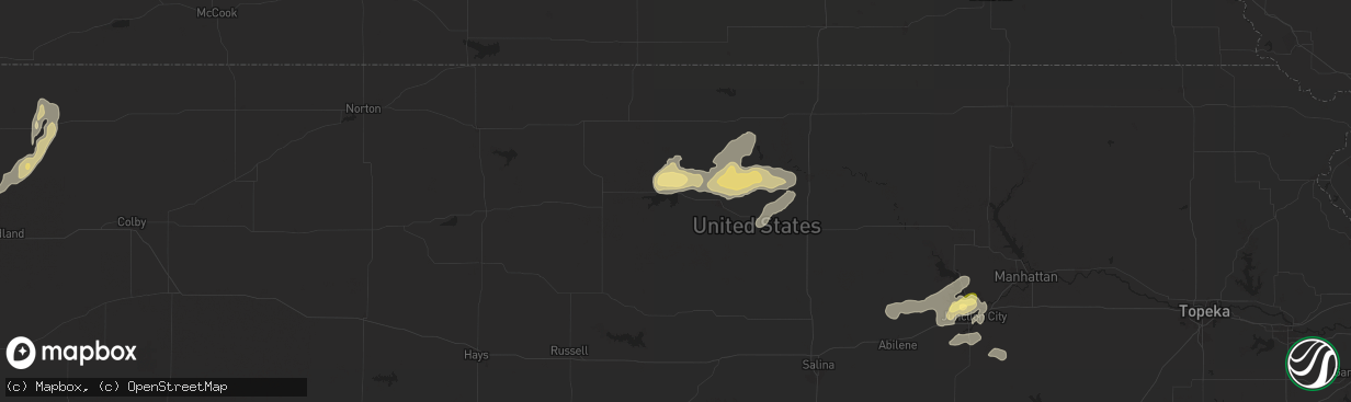 Hail map in Glen Elder, KS on April 25, 2024
