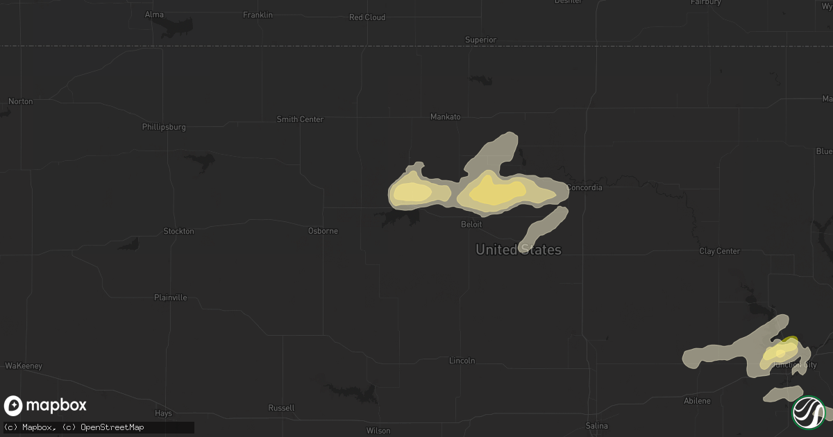 Hail Map in Glen Elder, KS on April 25, 2024 - HailTrace