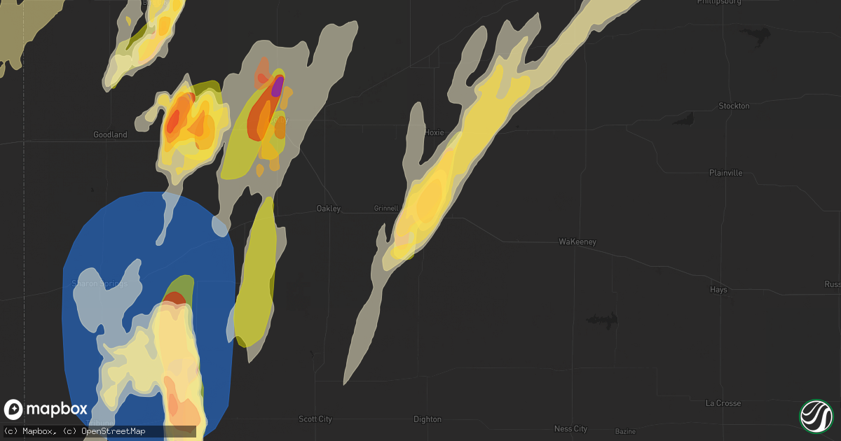 Hail map in Grainfield, KS on April 25, 2024