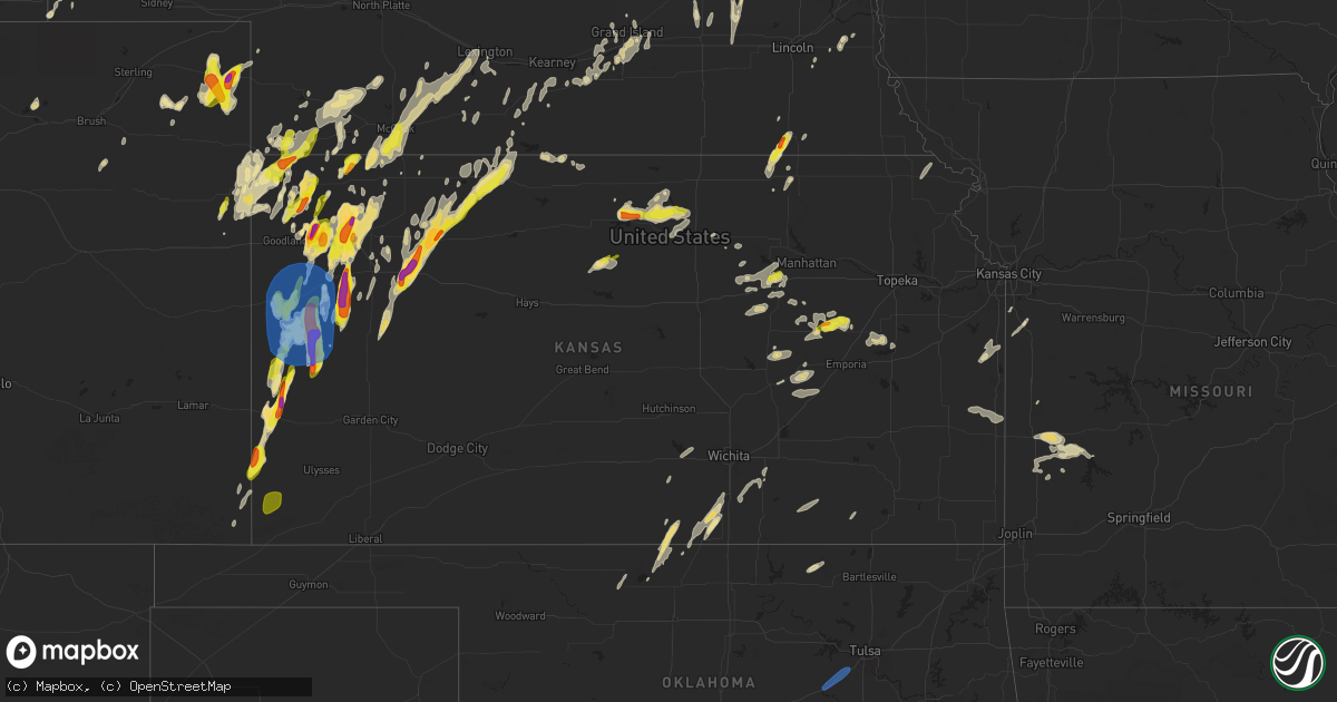 Hail map in Kansas on April 25, 2024
