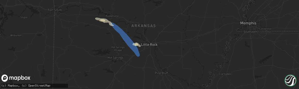Hail map in Little Rock, AR on April 25, 2024