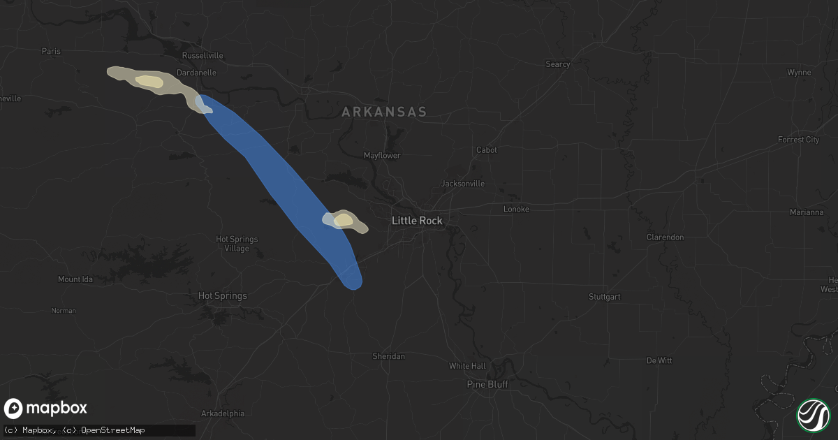 Hail map in Little Rock, AR on April 25, 2024