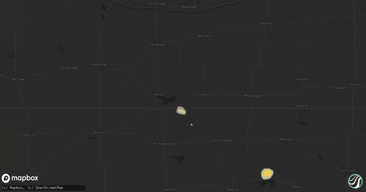 Hail map in Naponee, NE on April 25, 2024