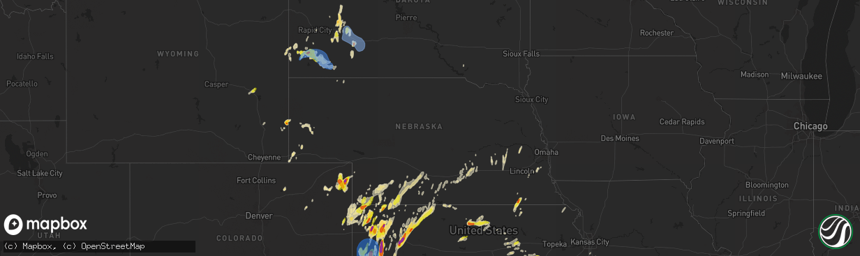Hail map in Nebraska on April 25, 2024