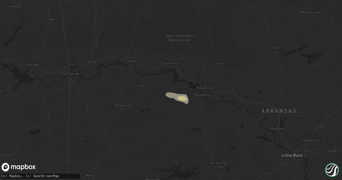 Hail map in New Blaine, AR on April 25, 2024