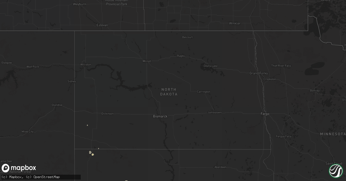 Hail map in North Dakota on April 25, 2024