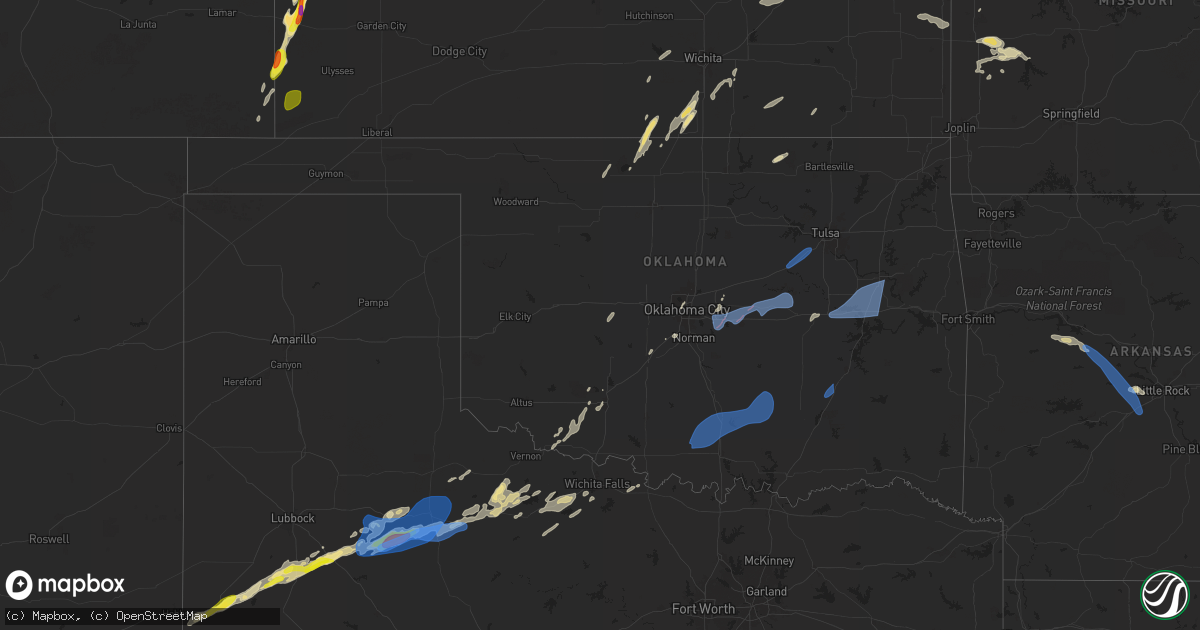 Hail map in Oklahoma on April 25, 2024