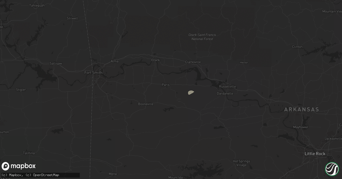 Hail map in Paris, AR on April 25, 2024