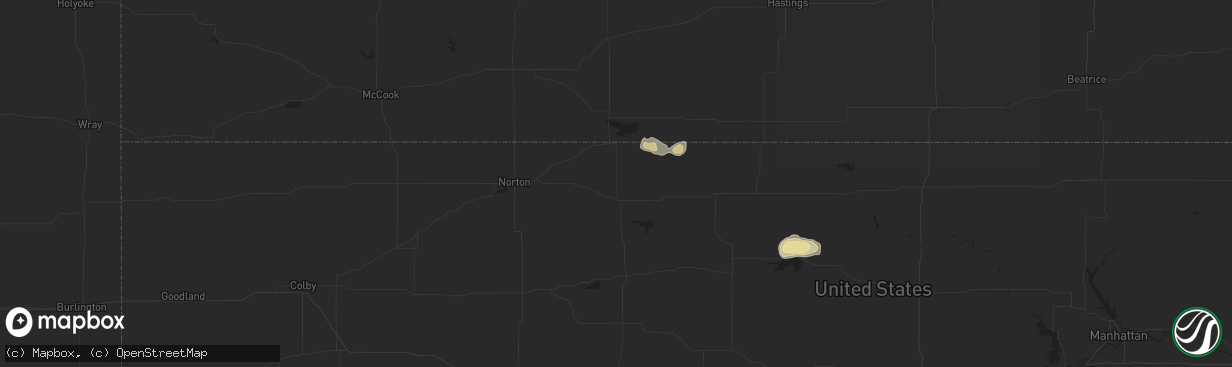 Hail map in Phillipsburg, KS on April 25, 2024