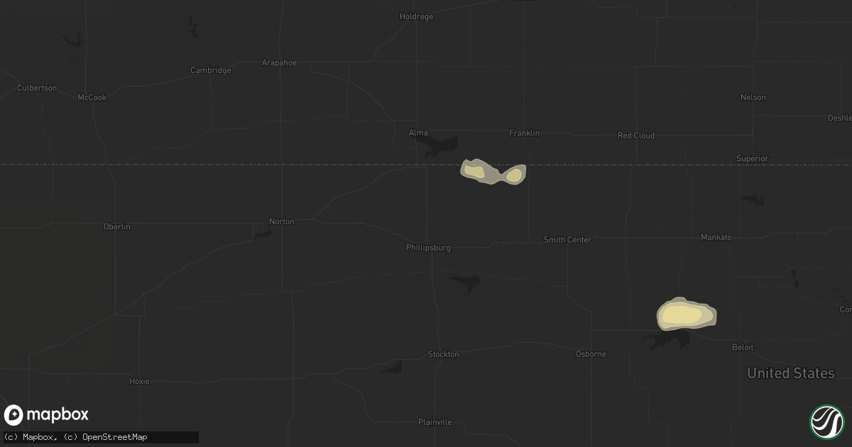 Hail map in Phillipsburg, KS on April 25, 2024