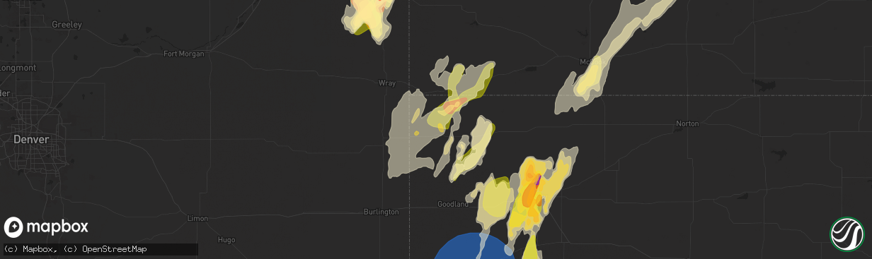 Hail map in Saint Francis, KS on April 25, 2024