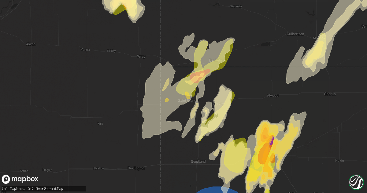 Hail map in Saint Francis, KS on April 25, 2024