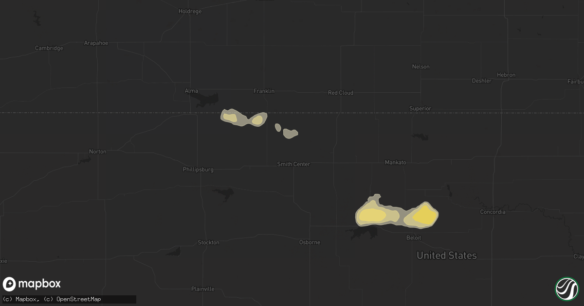 Hail map in Smith Center, KS on April 25, 2024
