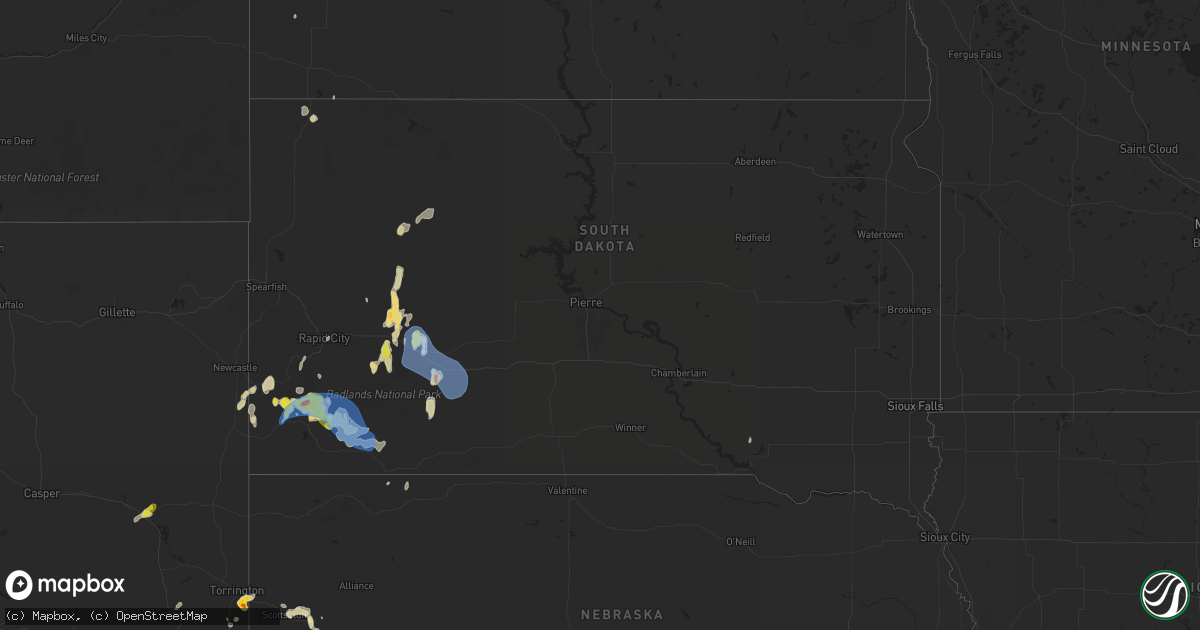 Hail map in South Dakota on April 25, 2024