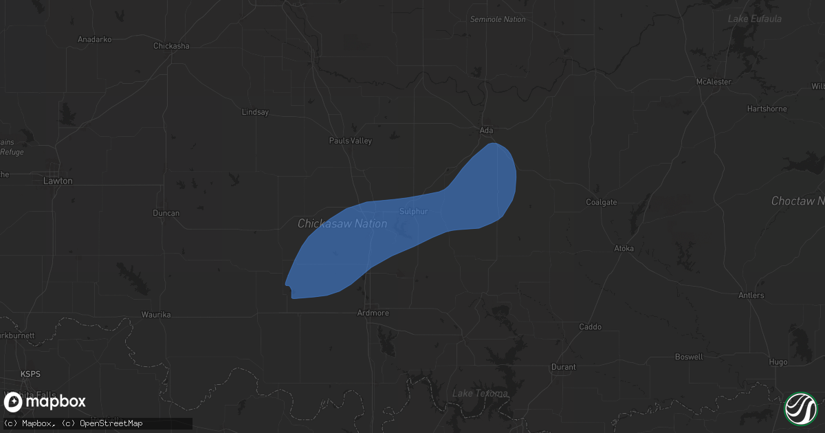 Hail map in Sulphur, OK on April 25, 2024