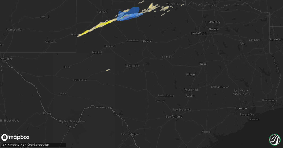 Hail map in Texas on April 25, 2024