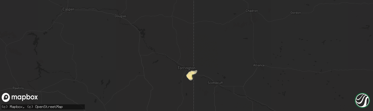 Hail map in Torrington, WY on April 25, 2024