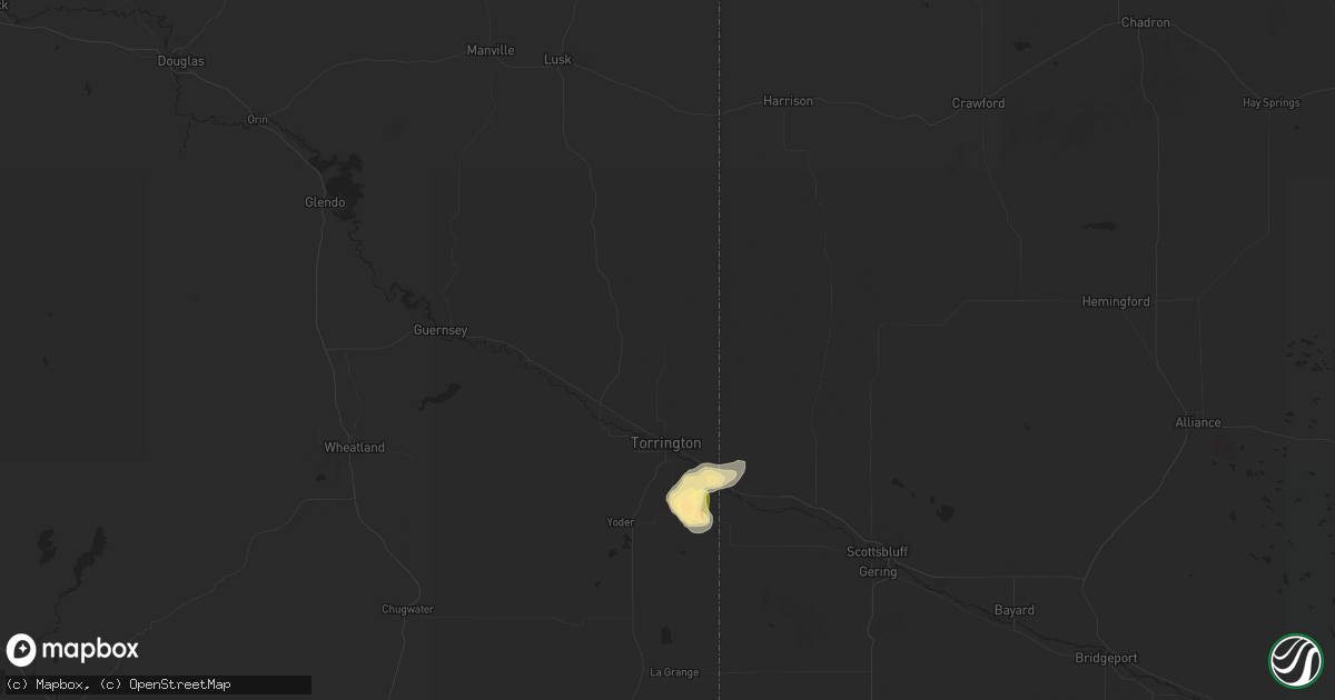 Hail map in Torrington, WY on April 25, 2024