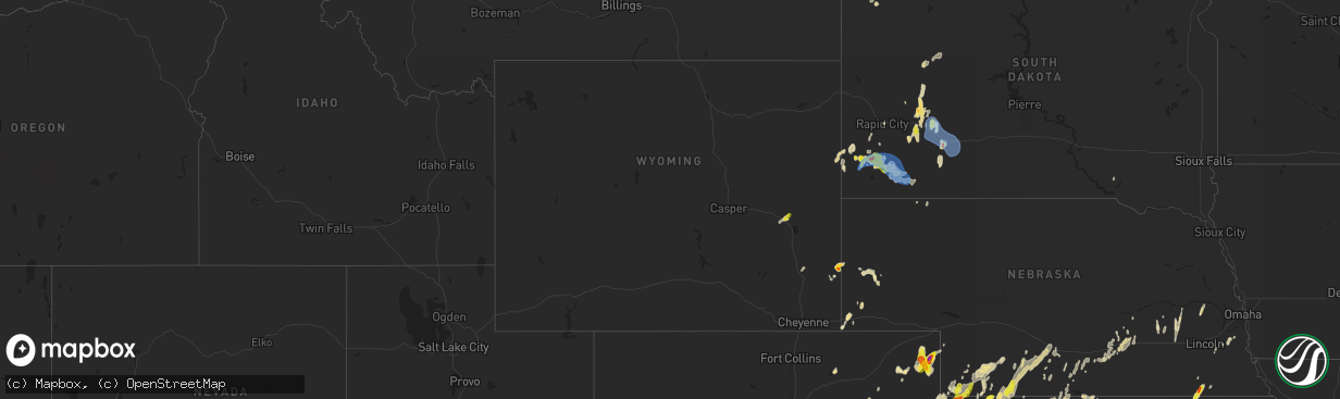 Hail map in Wyoming on April 25, 2024