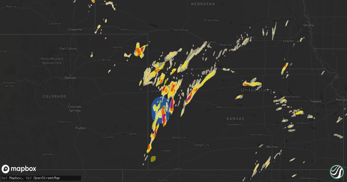 Hail map on April 25, 2024
