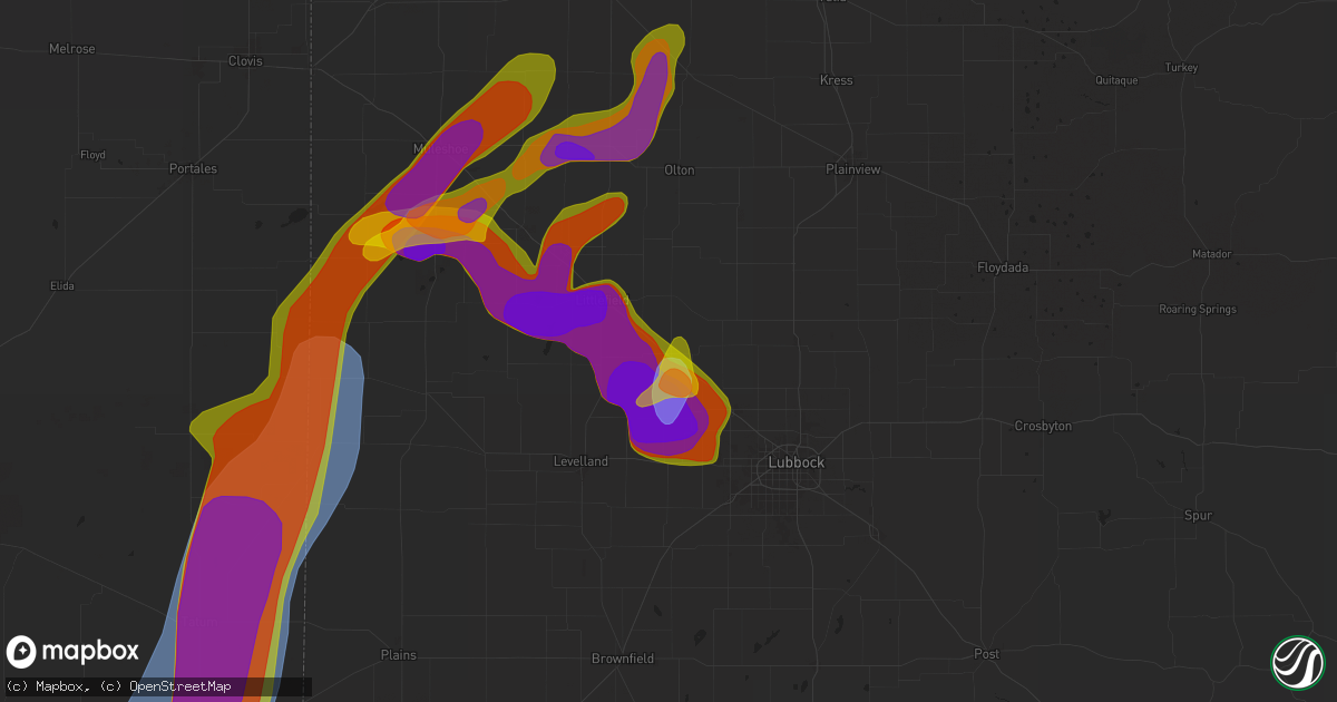 Hail map in Anton, TX on April 25, 2025