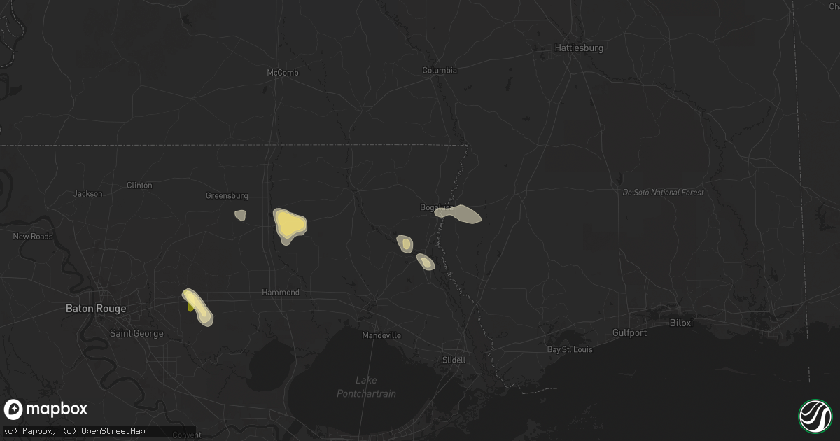 Hail map in Bogalusa, LA on April 25, 2025