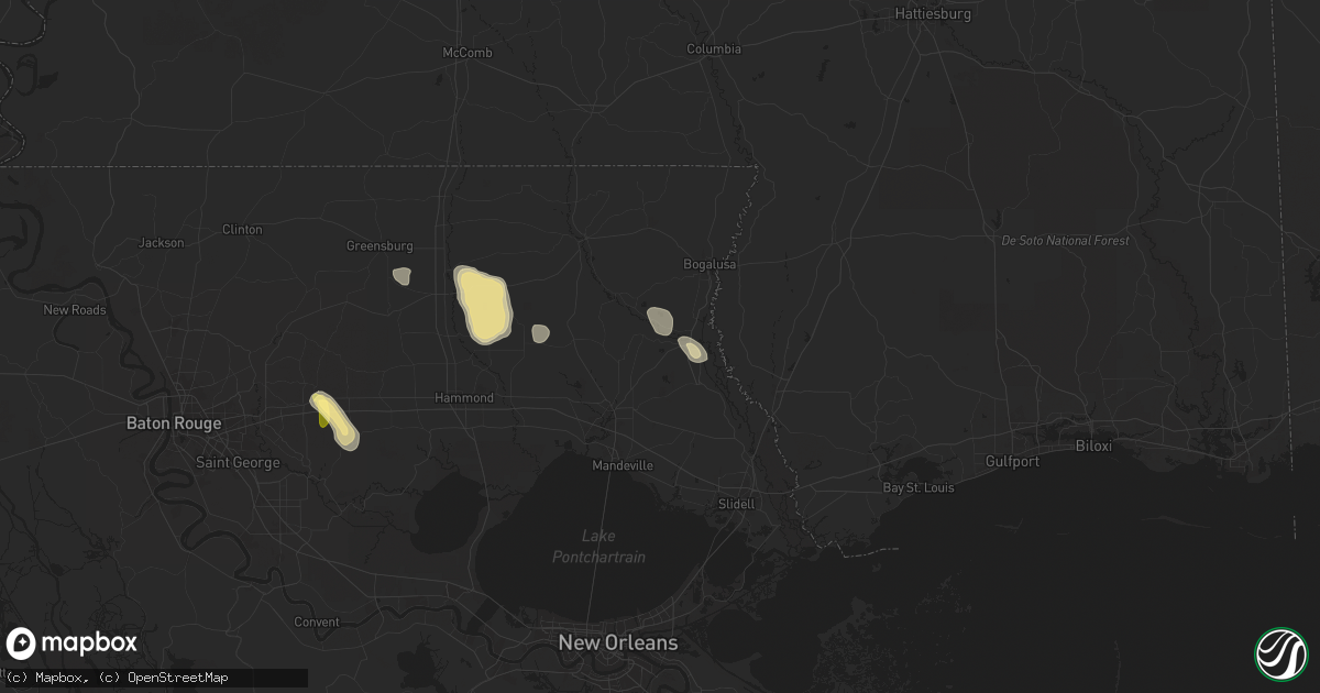 Hail map in Bush, LA on April 25, 2025