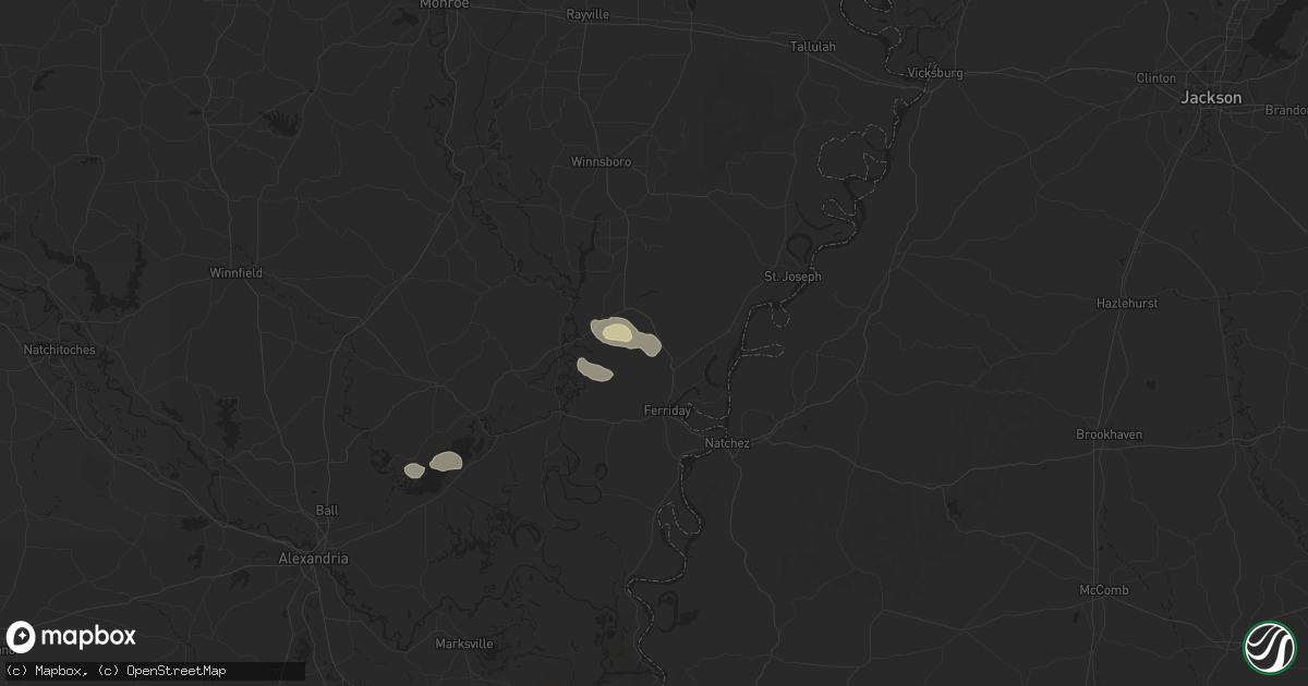 Hail map in Clayton, LA on April 25, 2025