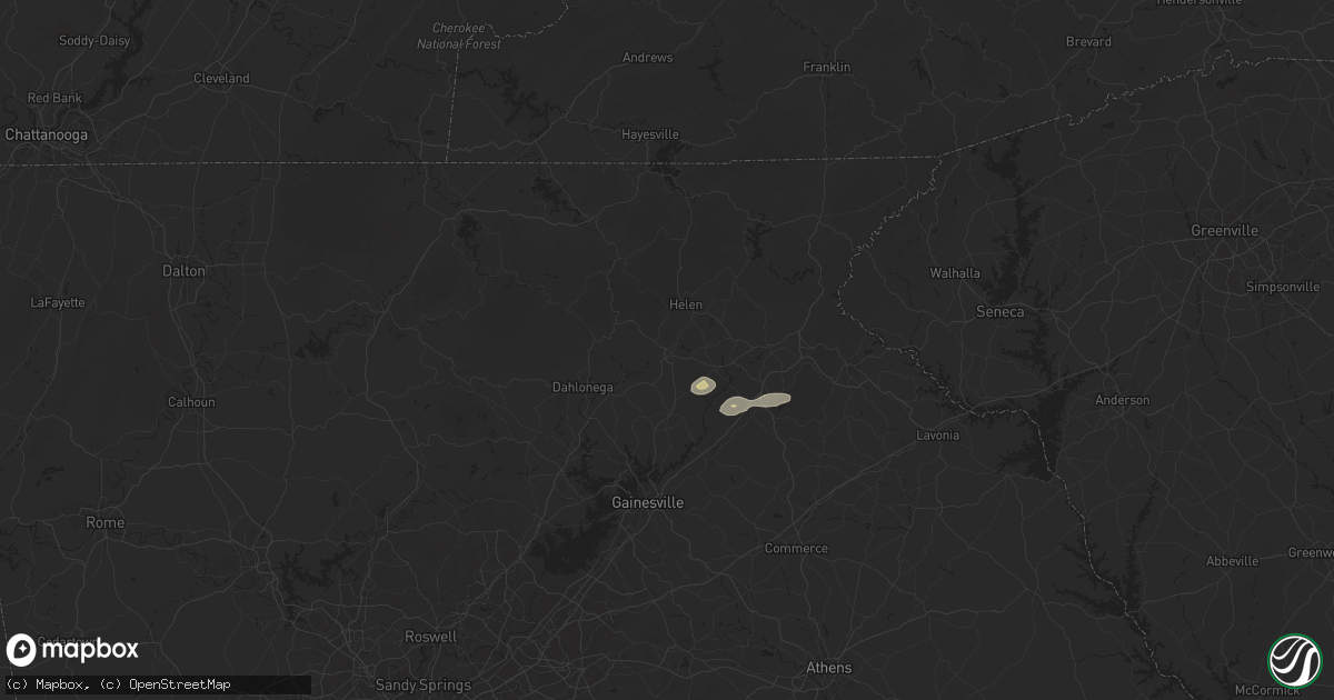 Hail map in Cleveland, GA on April 25, 2025